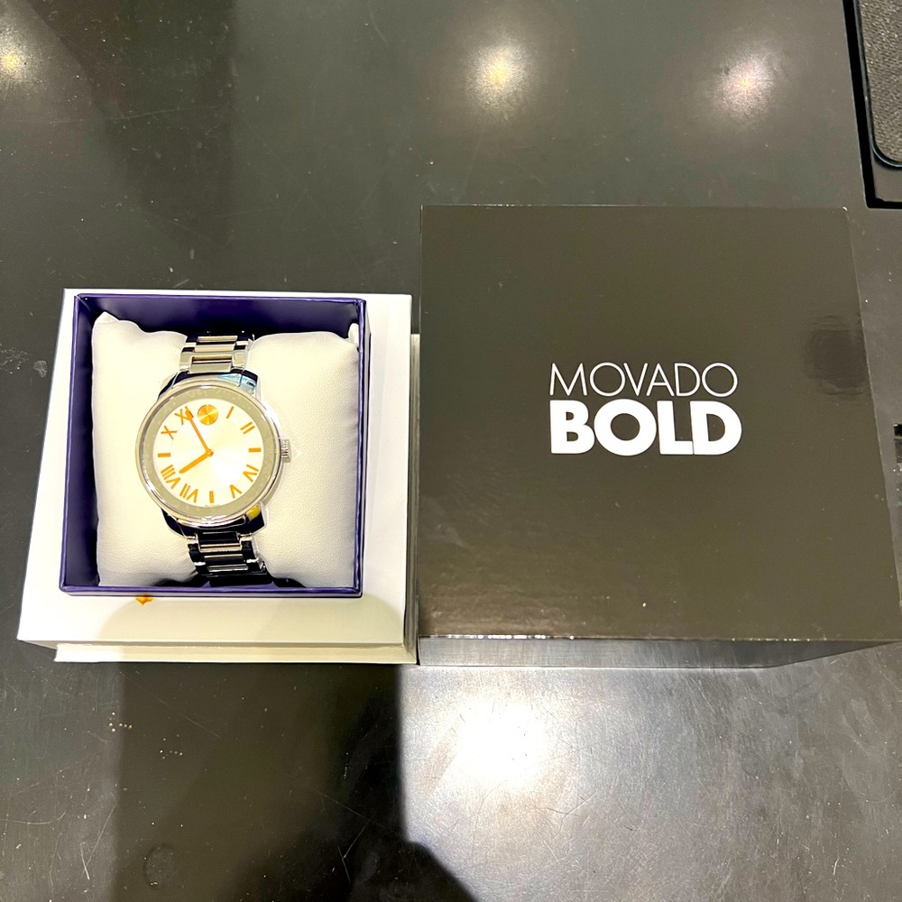 Movado bold women’s silver rose gold watch